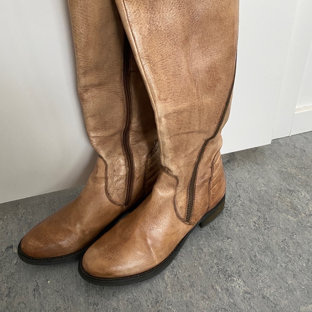 Brown leather boots